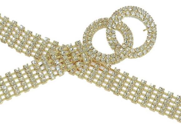 Cinto de strass luxo, cintura toda, dourado ou prata