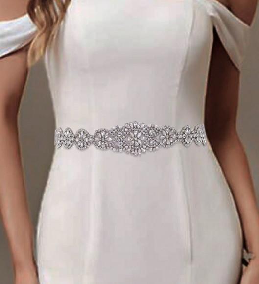 Cinto de Strass Prata Aplique 36cm