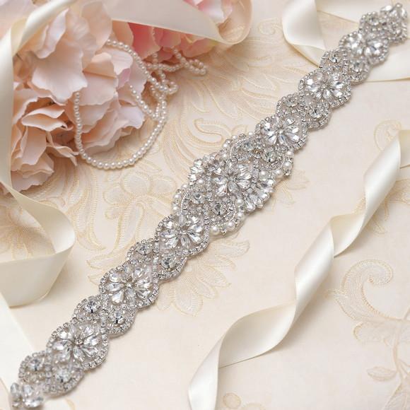 Cinto de Strass Prata Aplique Grande 57cm