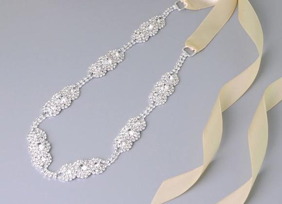 Cinto de Strass Prata Delicado p/ Vestido Festa e Noiva