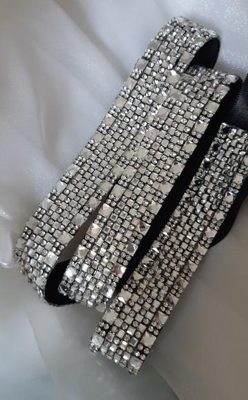 Cinto de Strass Prata Efeito Brilhante