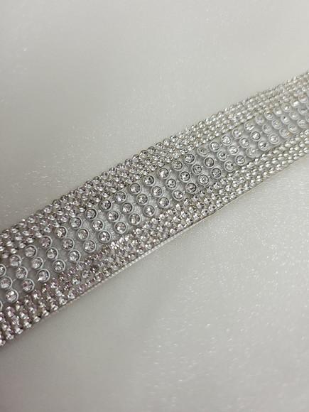 Cinto de Strass Prata Largo 5cm