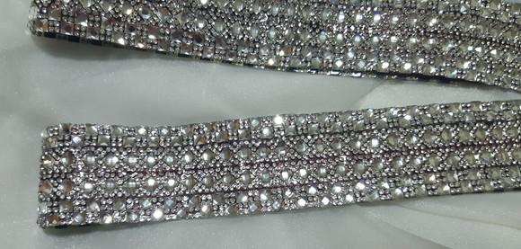 Cinto de Strass Prata Largo 5cm Várias Cores Fita
