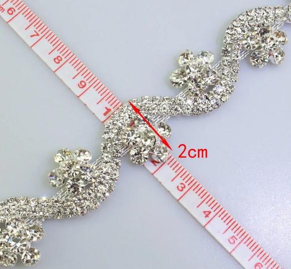 Cinto de Strass Prata Ondas e Flores