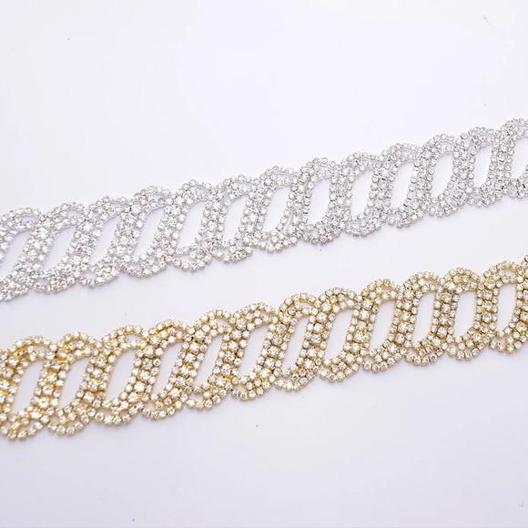 Cinto de Strass Prata ou Dourado Entrelace