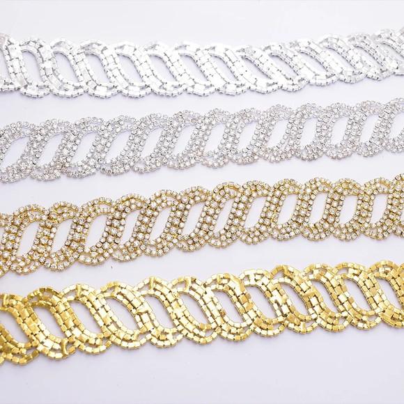 Cinto de Strass Prata ou Dourado Entrelace