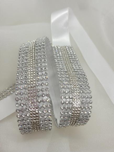 Cinto de Strass Prata Toda Cintura 3cm Largura