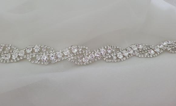 Cinto de Strass Prata Trançado Grande 80cm Aplique