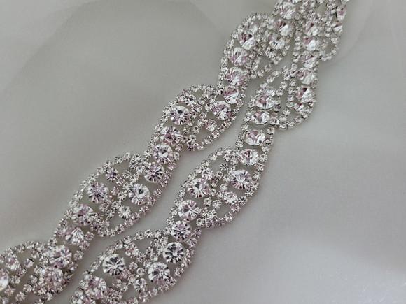 Cinto de Strass Prata Trançado Cintura Toda até 90cm