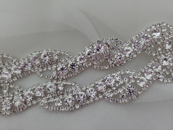 Cinto de Strass Prata Trançado Cintura Toda até 90cm