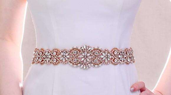 Cinto de Strass Rosé Gold Tam G 90cm