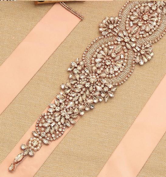 Cinto de Strass Rosé para Vestido de Noiva ou de Festa