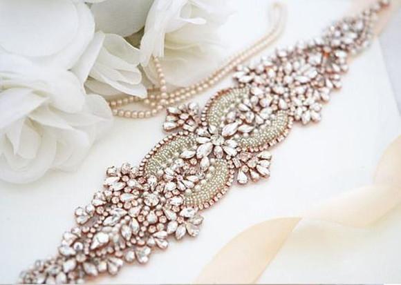 Cinto de Strass Rosé para Vestido de Noiva ou de Festa