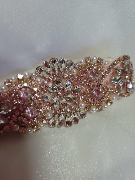 Cinto de Strass Rosé Gold Tam G 90cm
