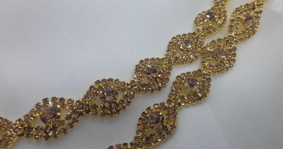 Cinto de Strass Trançado Dourado
