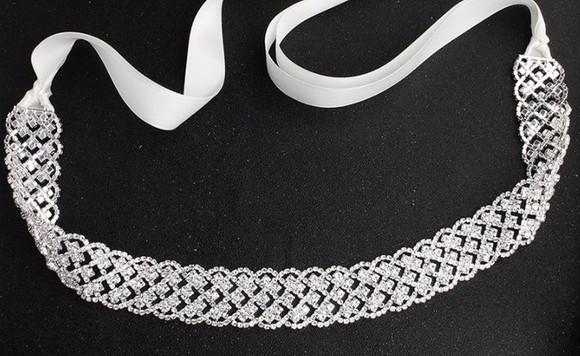 Cinto de Strass Trançado Prata