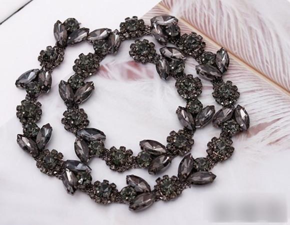 Cinto Flores de Strass Grafite