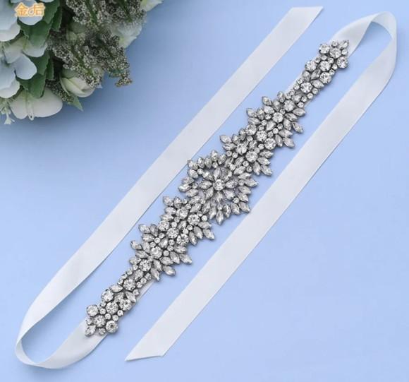 Cinto Florido de Strass para Vestido de Festa ou Noiva