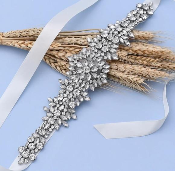 Cinto Florido de Strass para Vestido de Festa ou Noiva
