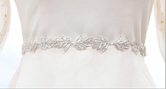 Cinto Folhas de Strass Prata para Vestido de Festa