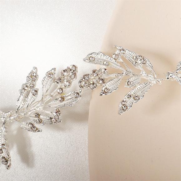 Cinto Folhas de Strass Prata para Vestido de Festa