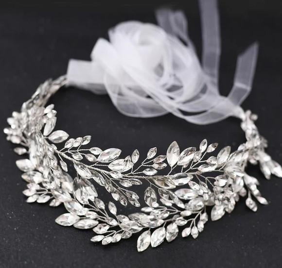 Cinto para Noiva Folhas de Strass Largo