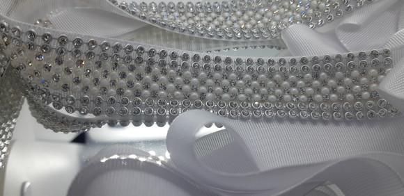 Cinto Prata com Strass e Mini Pérolas