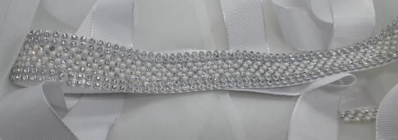 Cinto Prata com Strass e Mini Pérolas
