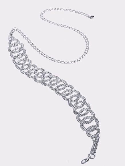 Cinto Prata com Strass Entrelaces