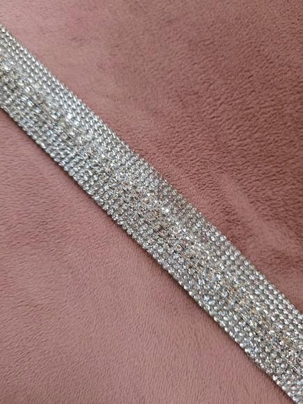 Cinto Prata de Strass Delicado - 1,20m