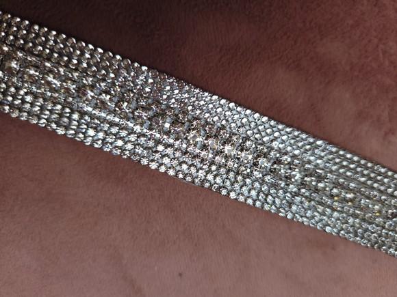 Cinto Prata de Strass Delicado - 1,20m