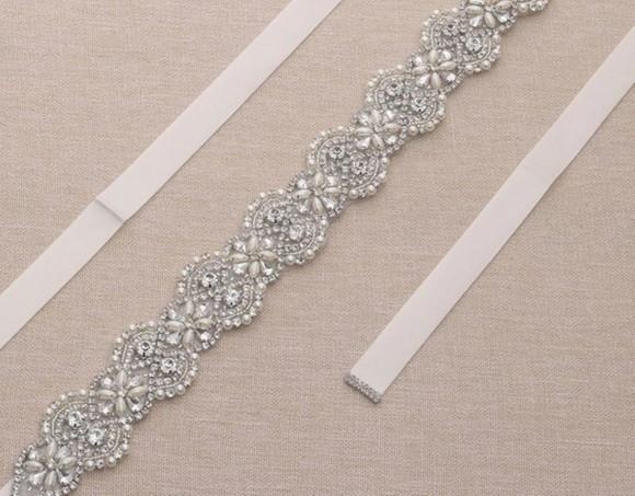 Cinto Prata de Strass e Pérolas