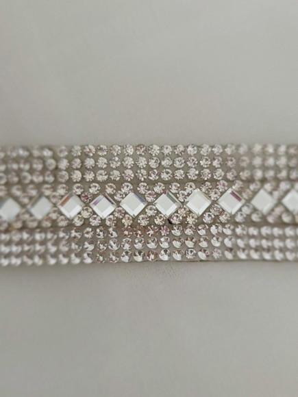 Cinto Prata de Strass Losangos- Várias Cores de Fita.
