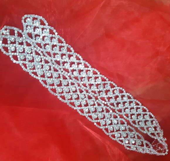 Cinto prata rendado de strass