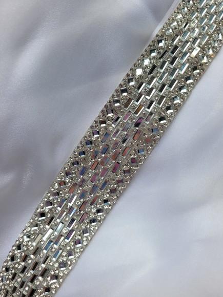Cinto Prata Luxo com Strass Cintura Toda (até 90cm)