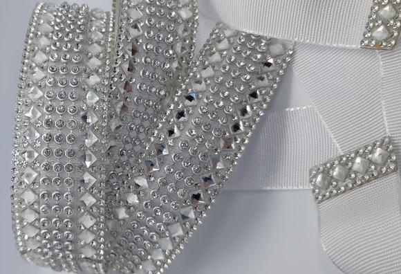 Cinto Prateado com Strass e Mini Espelhos