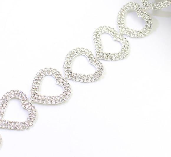 Cinto Renda De Corações Em Strass