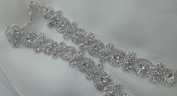 Cinto Renda de Strass Prata - Aplique 60cm