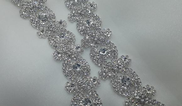 Cinto Renda de Strass Prata - Aplique 60cm
