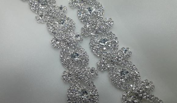 Cinto Renda de Strass Prata - Aplique 60cm