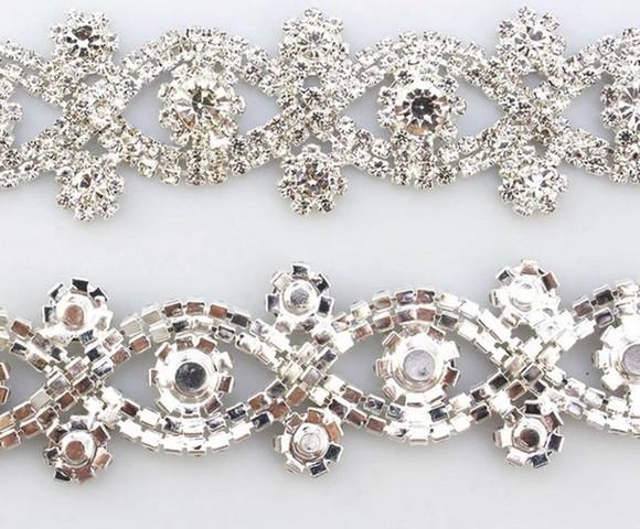 Cinto Renda de Strass Prata - Aplique 60cm