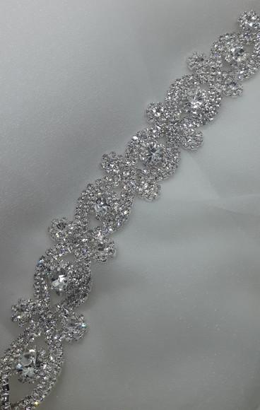 Cinto Renda de Strass Prata - Aplique 60cm