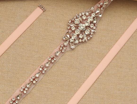 Cinto Rosé de Strass para Vestido de Festa ou de Noiva