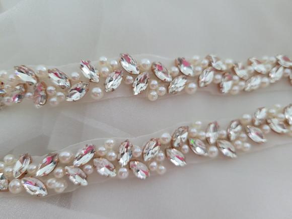 Cinto Rose Gold Bordado com Pedras e Pérolas