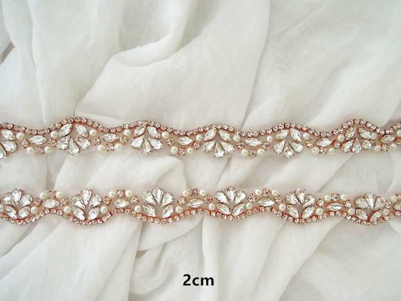 Cinto Rose Gold Bordado com Pedras e Pérolas Tulipas