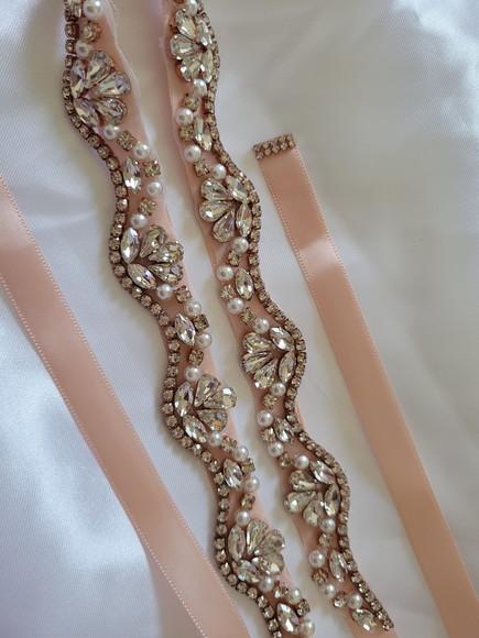 Cinto Rose Gold com Pedras e Pérolas