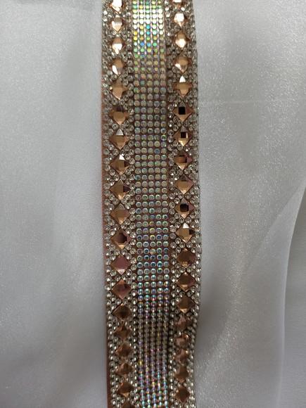 Cinto Rosé Gold com Strass Ab Largo 5cm