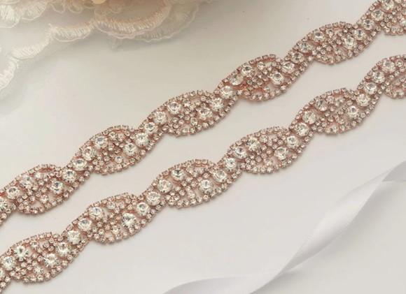 Cinto Rosé Gold de Strass Trançado