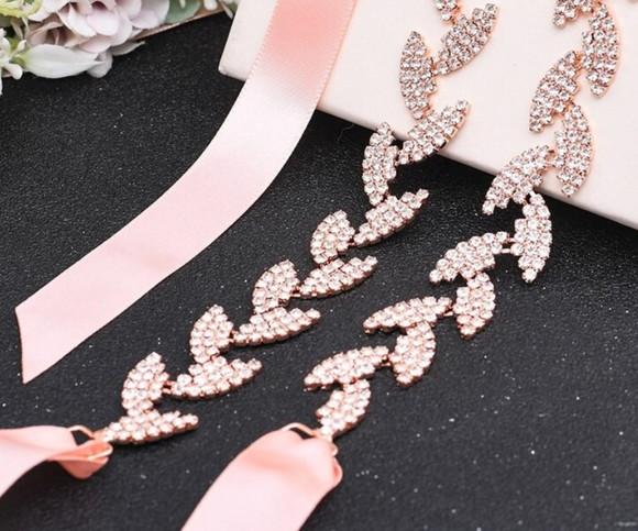 Cinto Rosé Gold Folhas de Strass