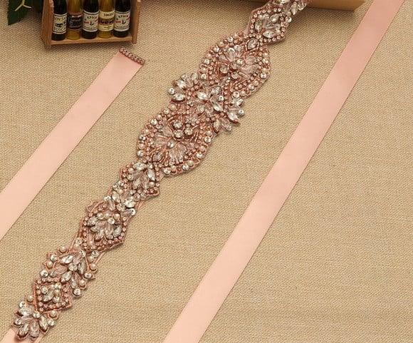 Cinto Rosé Gold para Vestido de Noiva ou de Festa